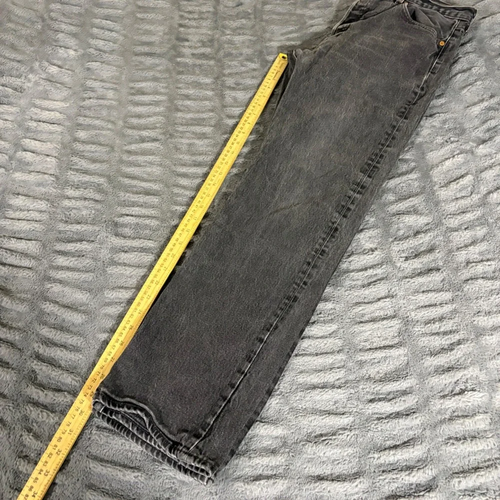 Levis 501 93 Straight Leg Jeans Mens 34x32 Faded Black Denim Button Fly AQ993